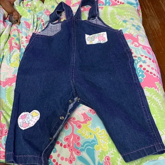 Vintage Denim Overalls with Patches - Picture 9 of 12